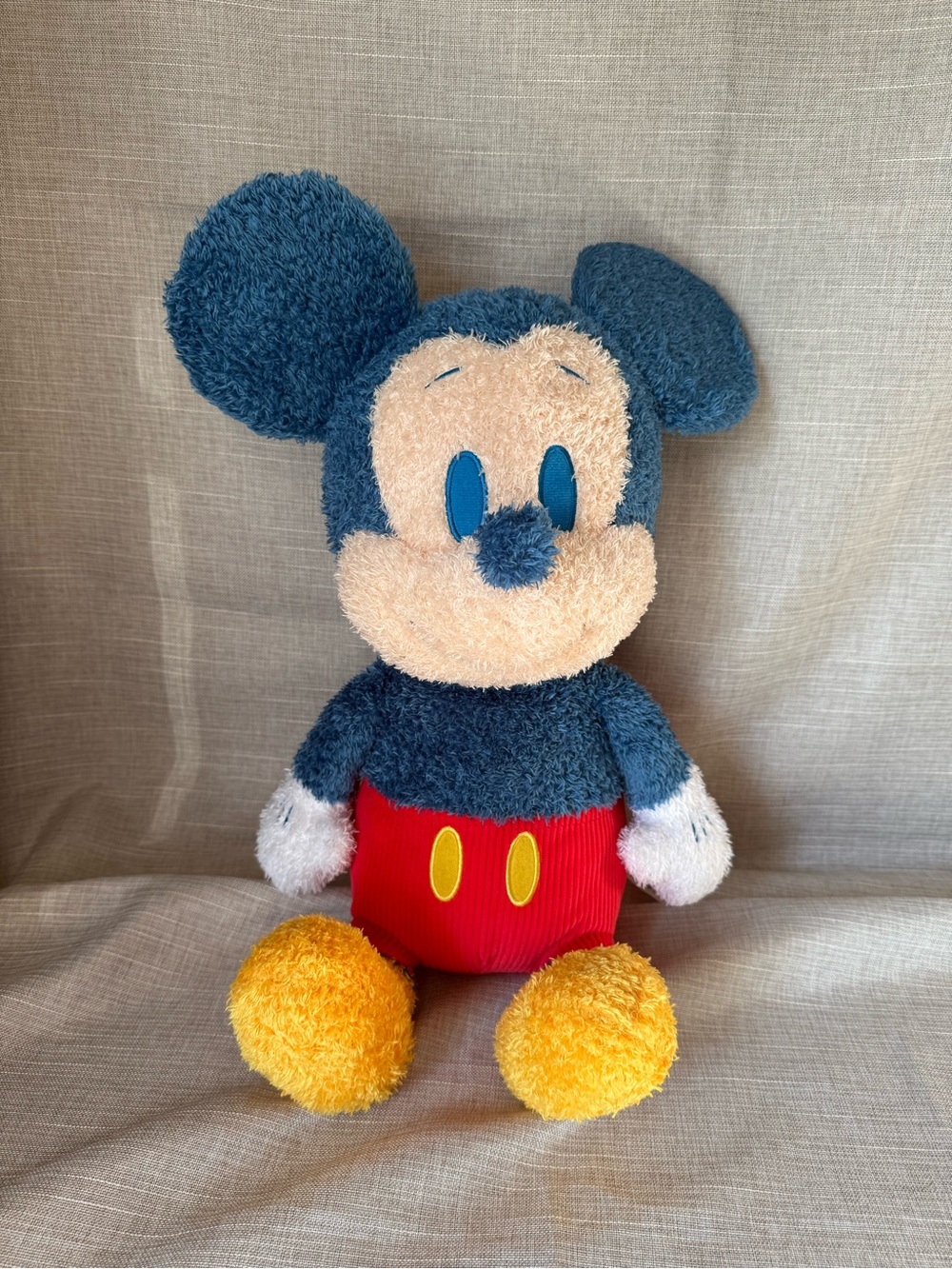 Disney Parks Weighted Emotional Support Mickey Mouse pPush Doll Toy Fuzzy Blue